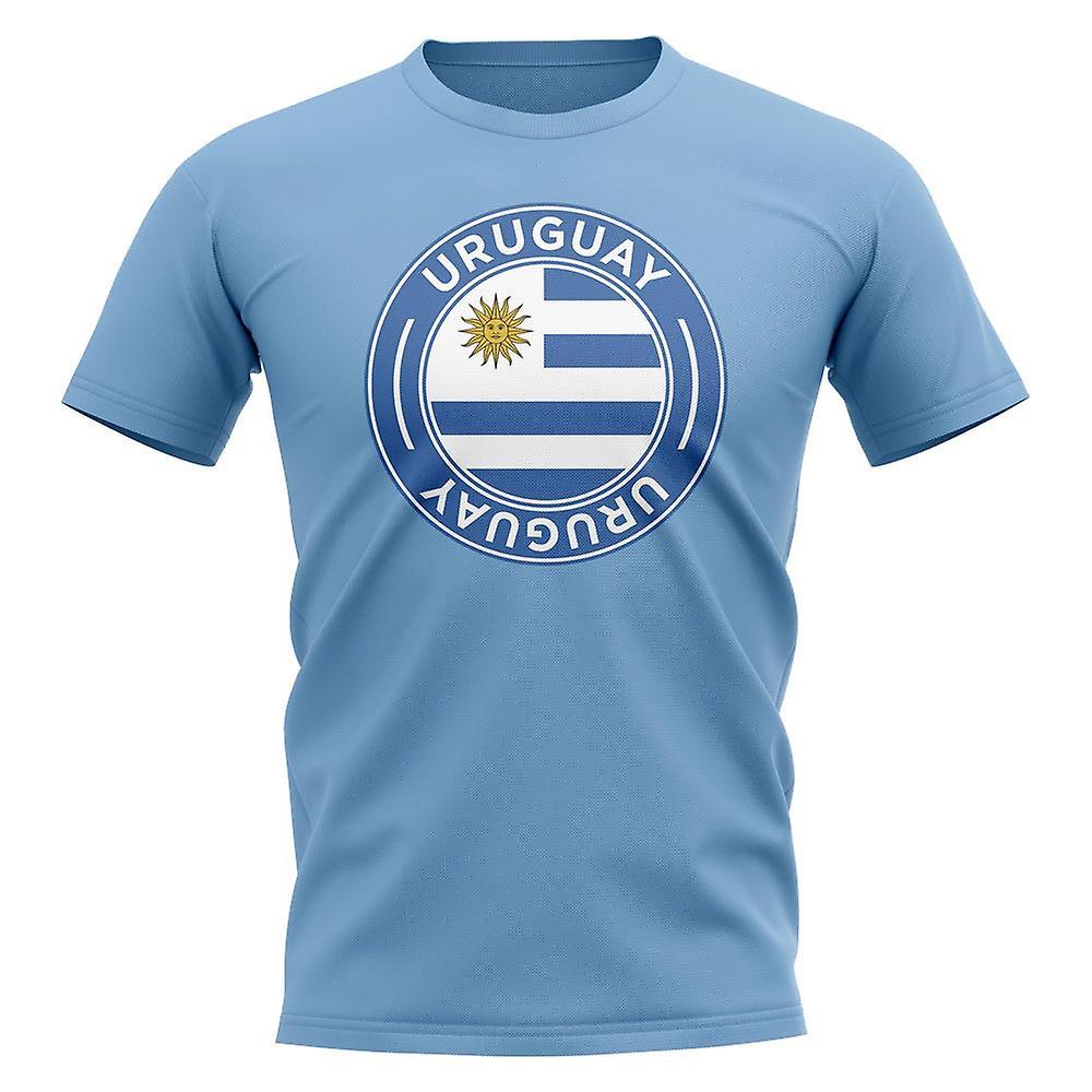 UKSoccerShop Uruguay Football Badge T-Shirt (Sky) Womens M (Size 12 - 34 inch Chest)