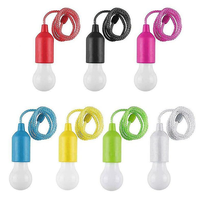 Portable Led Pull Cord Light Bulb Battery Operated Hanging Pull Cord Night Lamp Outdoor Camping Tent Light For Home Garden Decor Lamps Random Color