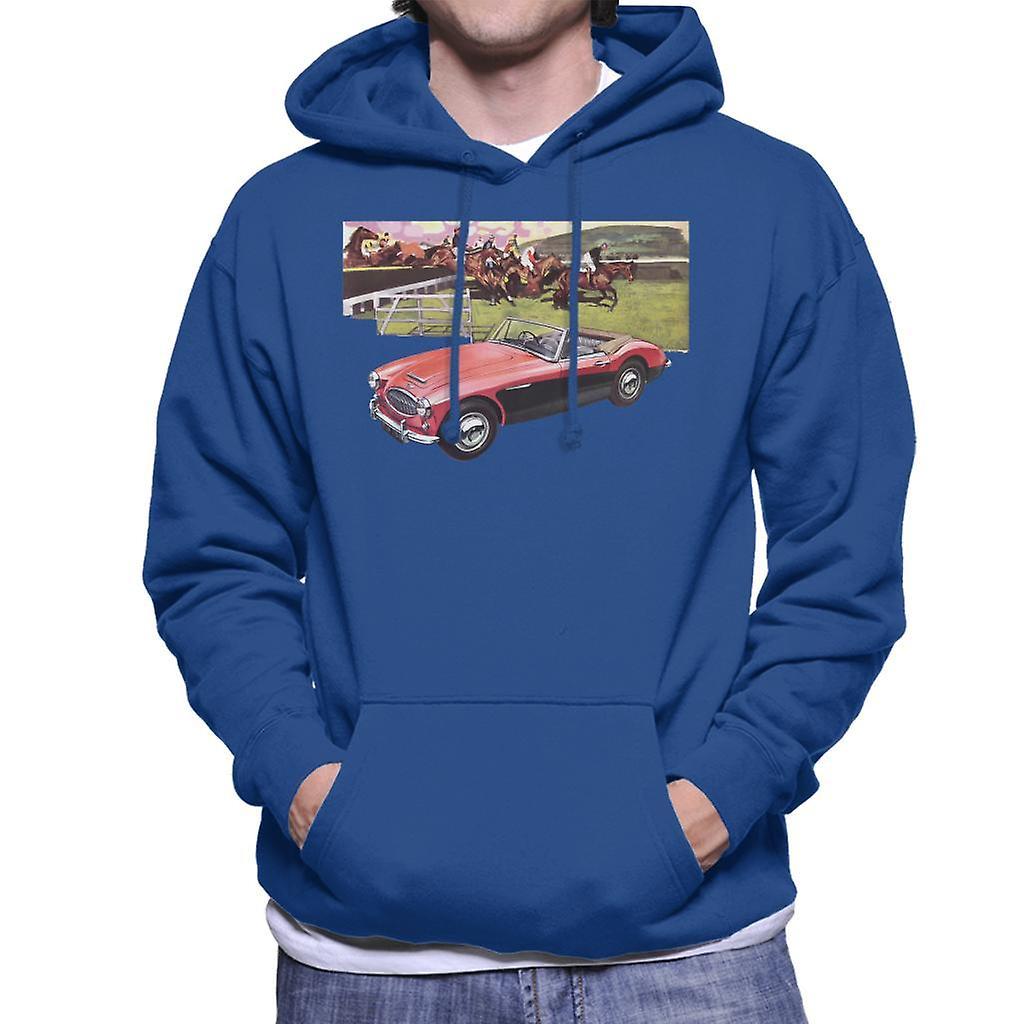 Austin Healey Sports Horses Jump British Motor Heritage Men's Hooded Sweatshirt Royal Blue Large