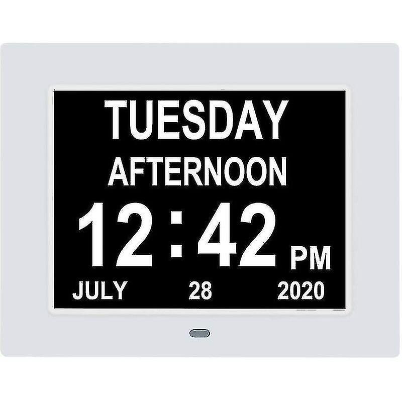 Tianzun Digital Dementia Clock Calendar Clock Day Date Clock Large Display Large Clear Unabbreviated Time And Date White