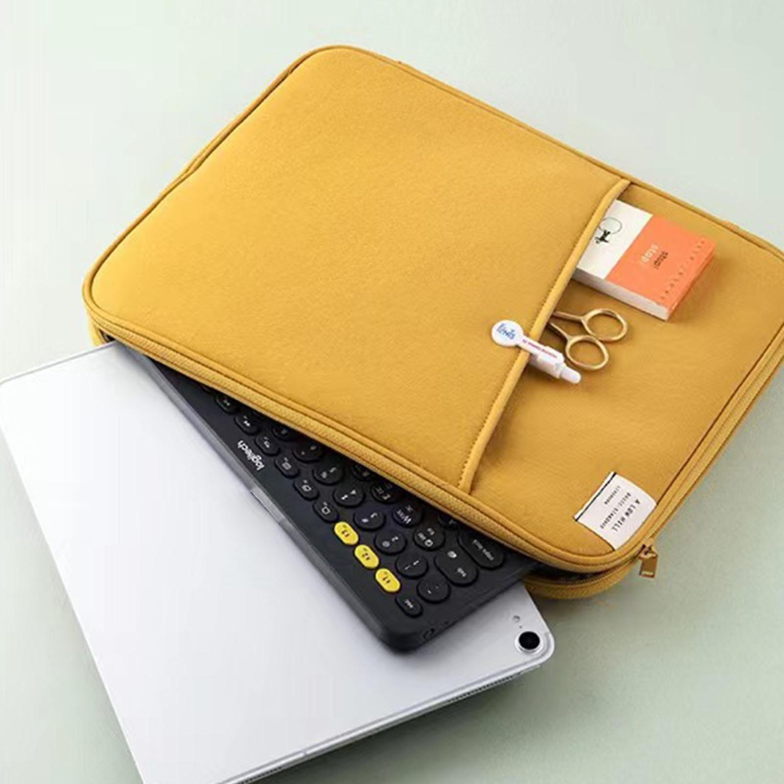 unbrand Tablet Sleeve Bag Carrying Case Shockproof Sleeve Protective Liner Bag Pouch For Macbook Ipad Notebook Yellow 13.3-14 Inches