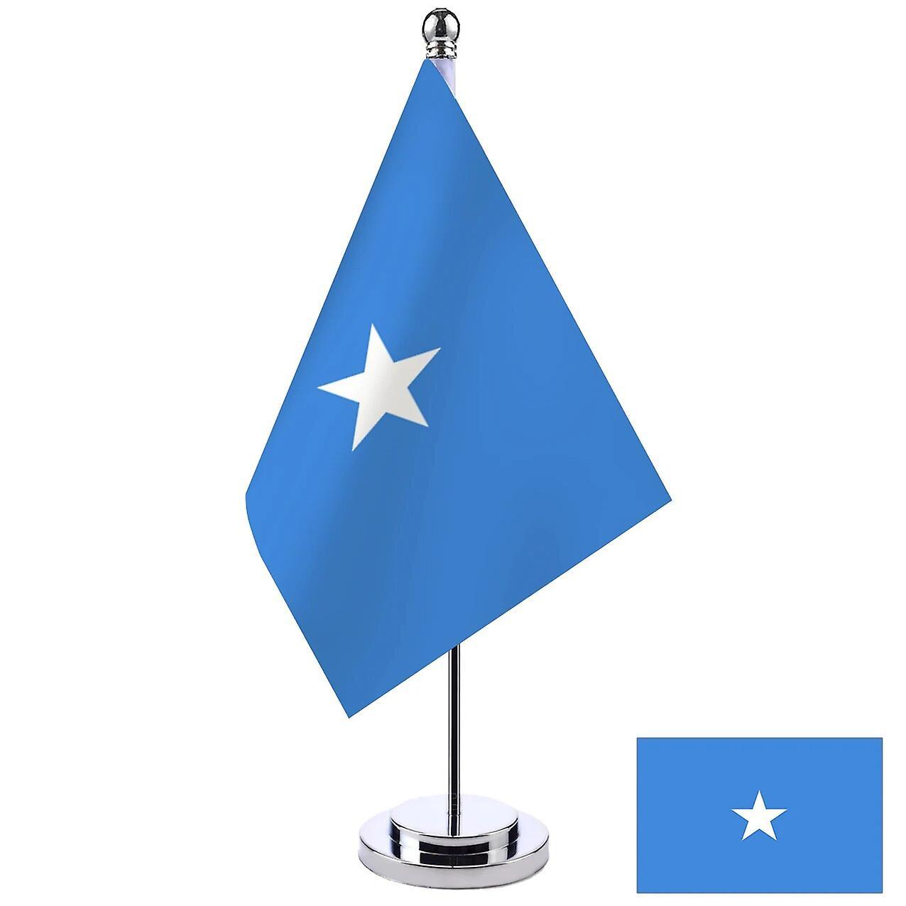 Scitoo 14x21cm Office Desk Flag Of Somali Banner Boardroom Table Stand Pole The Somali Cabinet Flag Set Meeting Room Decor Somali Silver