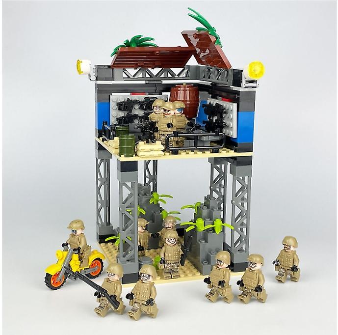 YM Studio New version MOC Desert Reconnaissance Observatory with 12 anti-terrorism unit building blocks and military toy sets