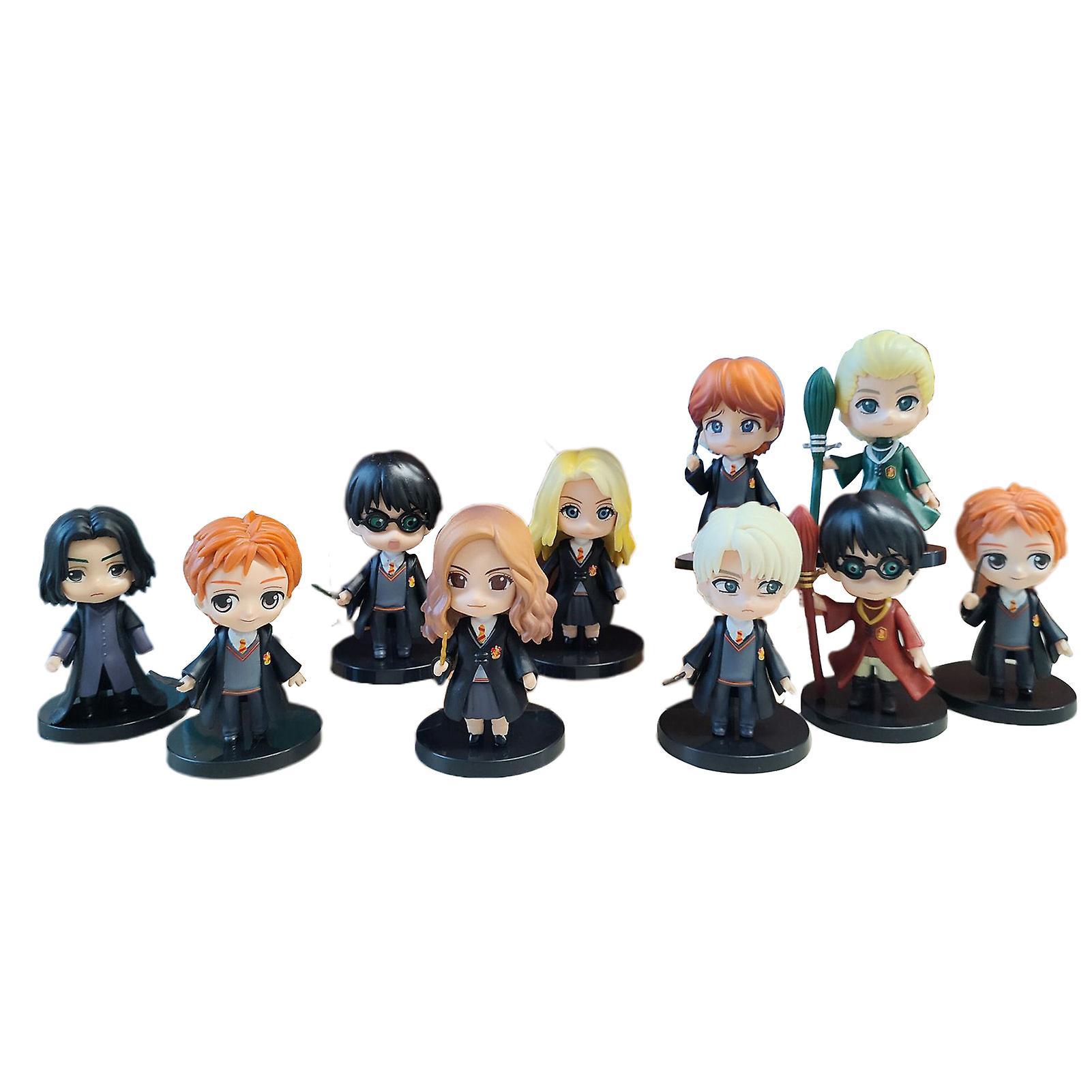 Remorui 10Pcs Harry-Potter Figure with Base Cute Cartoon Figurine Ornament Collectible Magician Hermione Granger Ron Weasley Action Figure 10 pcs