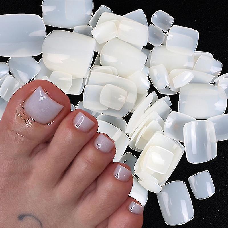 Unbrand 100pcs Square False Toe Nails Full Cover White Artificial Fake Toenail Acrylic Foot Nail Art Tips Manicure Tools