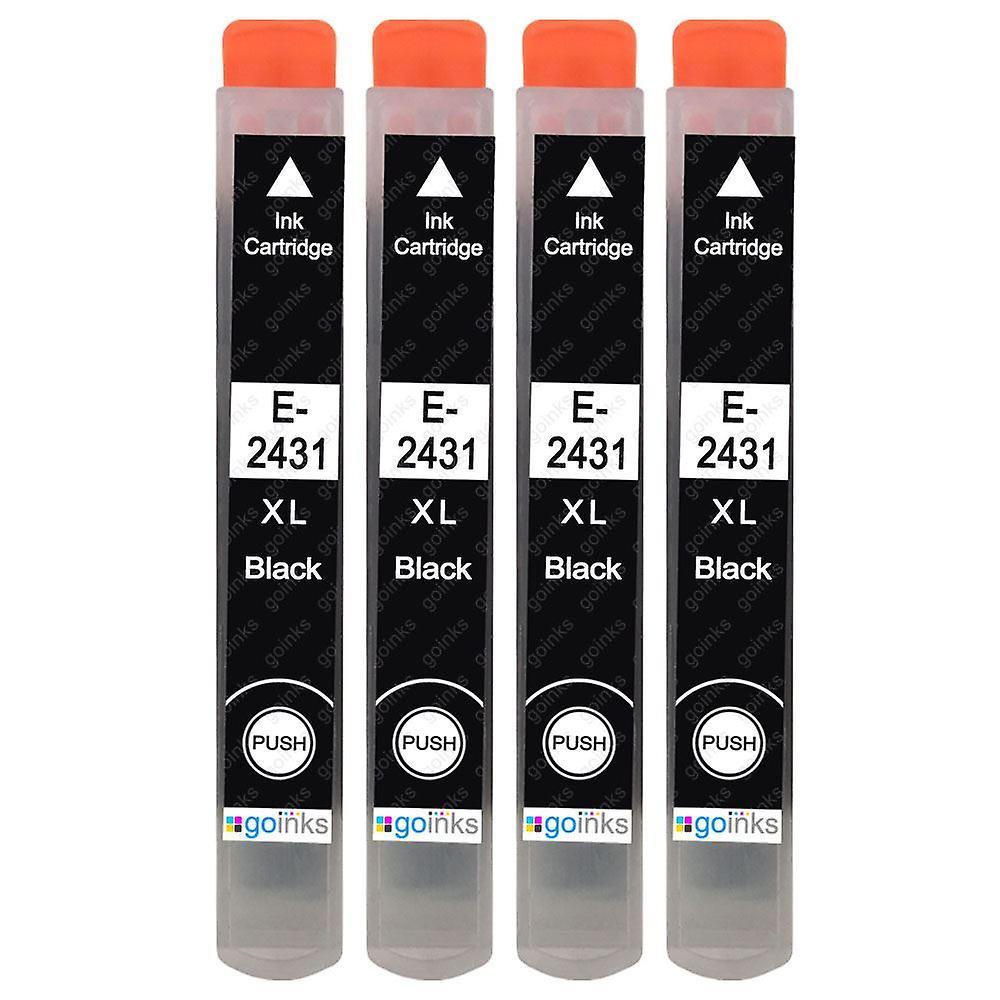 4 Black Ink Cartridges to replace Epson T2431 (24XL Series) Compatible/non-OEM from Go Inks