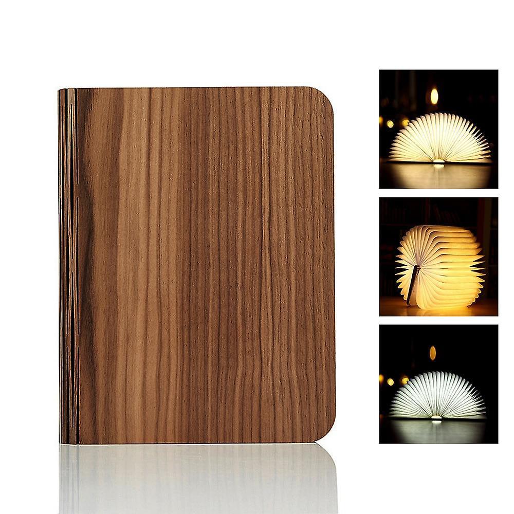 GreenZech Fordable night led book-light usb rechargeable magnetic 3 color Wood cover-coffee 14.7x11x2.5cm