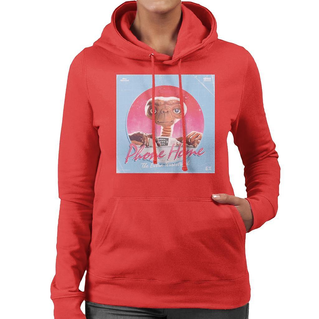 E.T. E.T. Phone Home Galactic Background Women's Hooded Sweatshirt Red X-Large