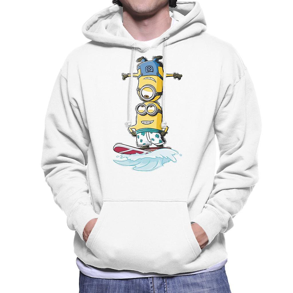 Despicable Me Minions Head Surfing Men's Hooded Sweatshirt White Large