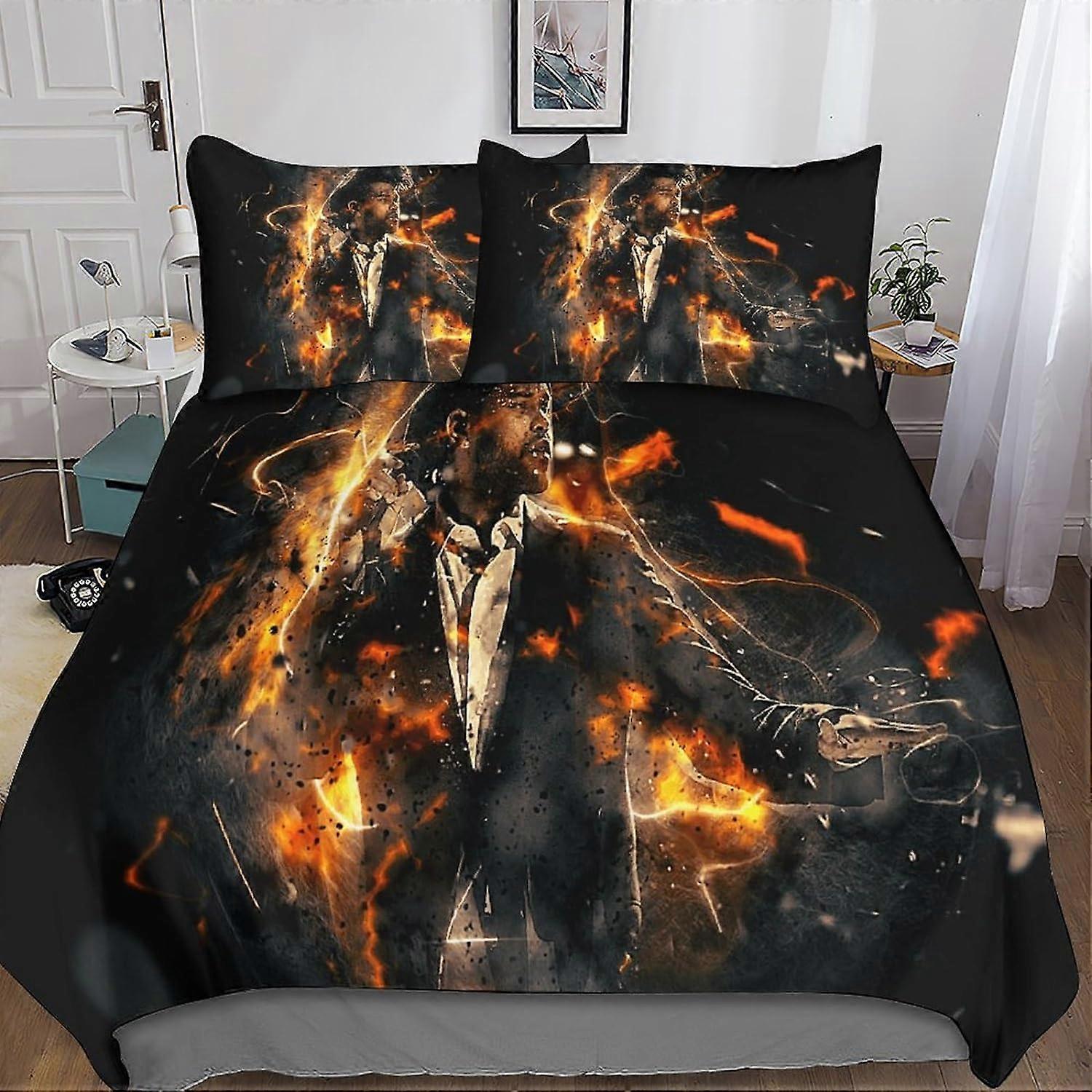 Kerota 3pcs The Weeknd Reminder Duvet Cover 3D Printed Pillowcase Bed Linen, Zipper Closure Microfiber Bedding Set for Adults and Kids Single135x200cm