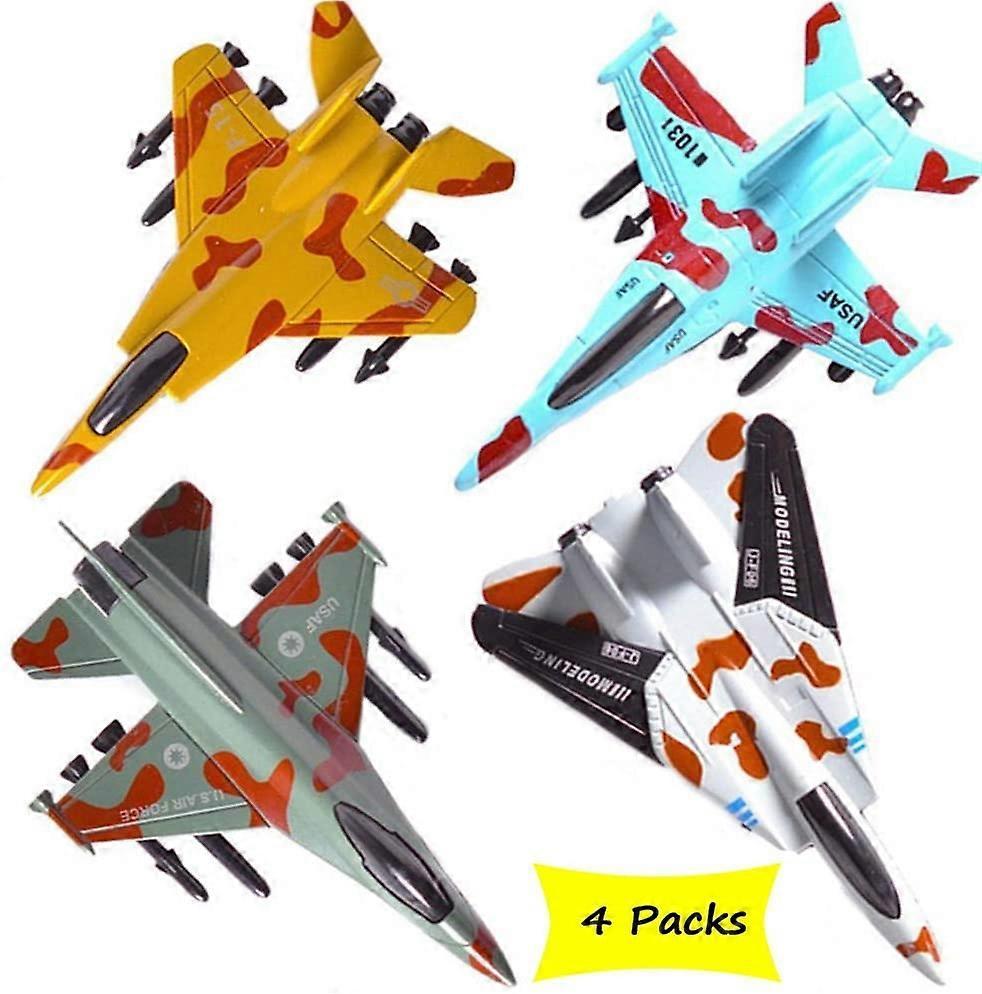 Liangnv Airplane Toys Set Die Cast Metal Military Fighter Jets for Kids Boy Pullback Plane Model Pack of 4