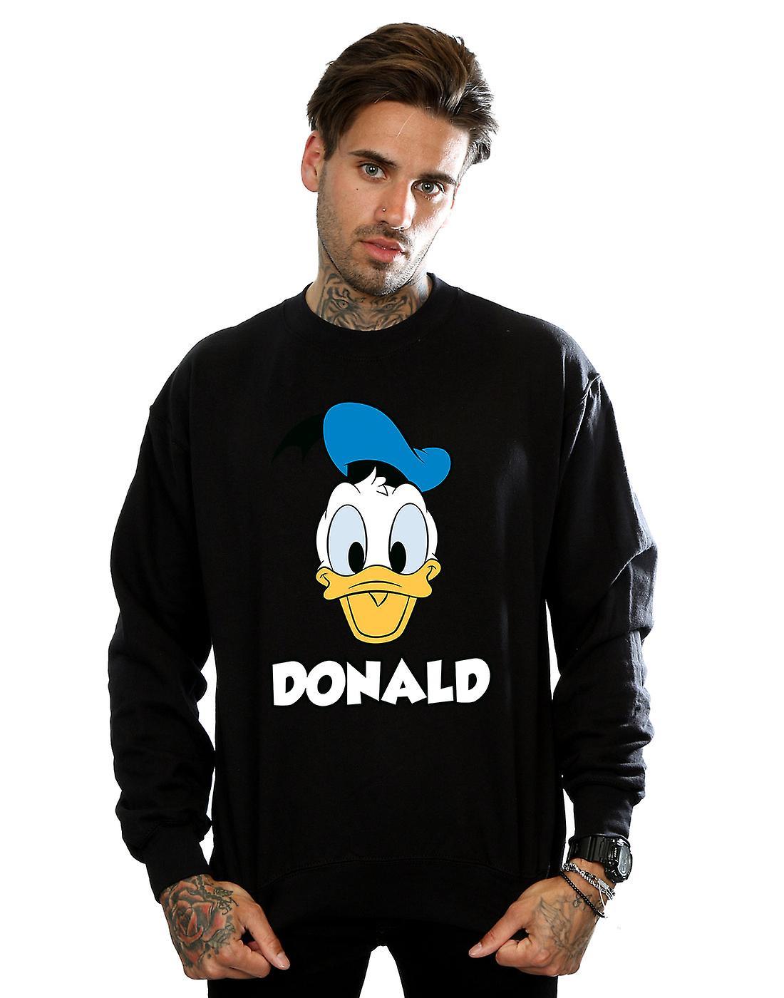 Disney Men's Donald Duck Face Sweatshirt Black Small