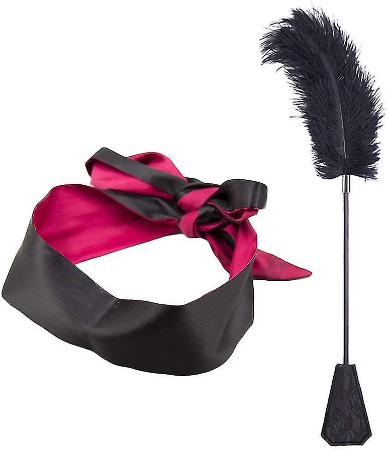 Blindfold Flirting Spanking Slapper Satin Eye Covers Flirting Feather Tickler Blindfo