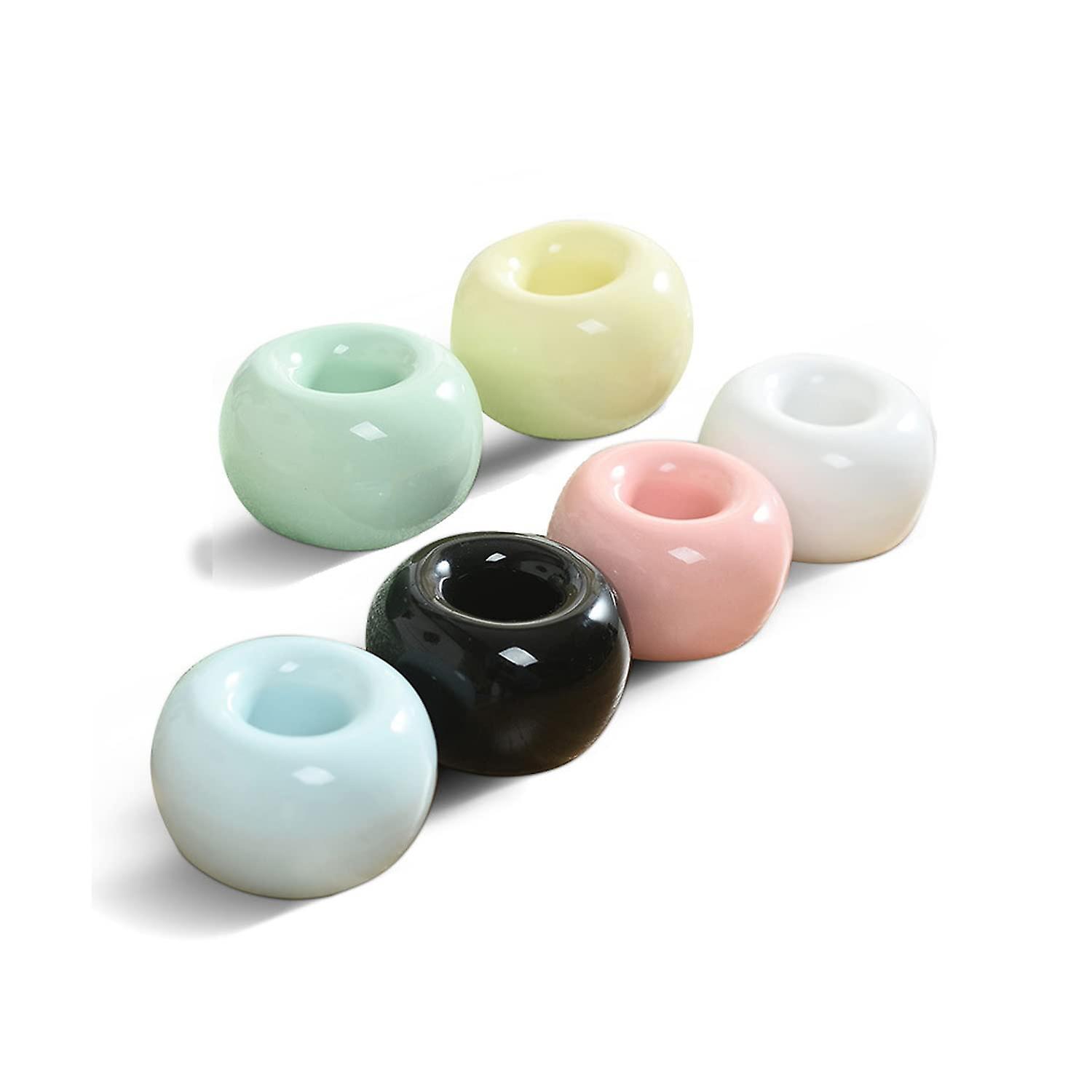 Vonkayi 6 Pcs Ceramic Toothbrush Holder, Donut Toothbrush Base Holder