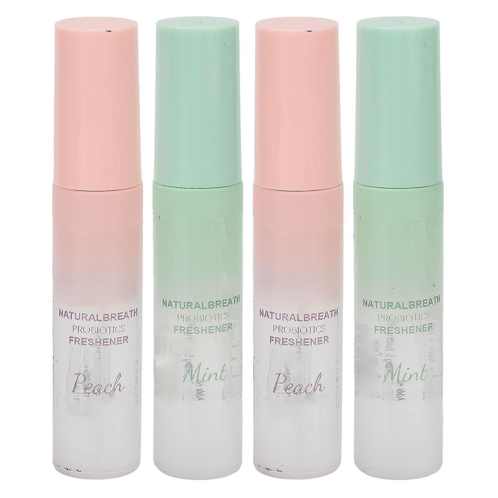 Manchalk 4pcs 17ml Refreshing Mouth Spray Lasting Bad Breath Removal Peach Mint Flavor Breath Spray