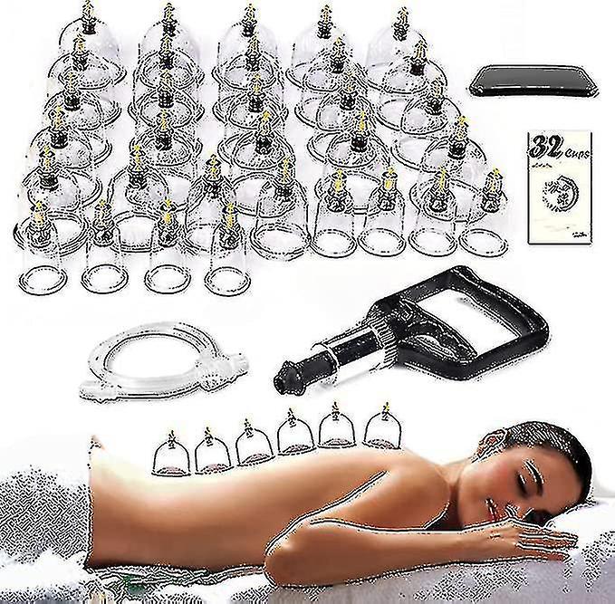 Ssylune Cupping Therapy Set,32 Therapy Cups Cupping Set With Pump, Professional Chinese Acupoint Cupping Therapy Sets Hijama For Cupping Massage, M...