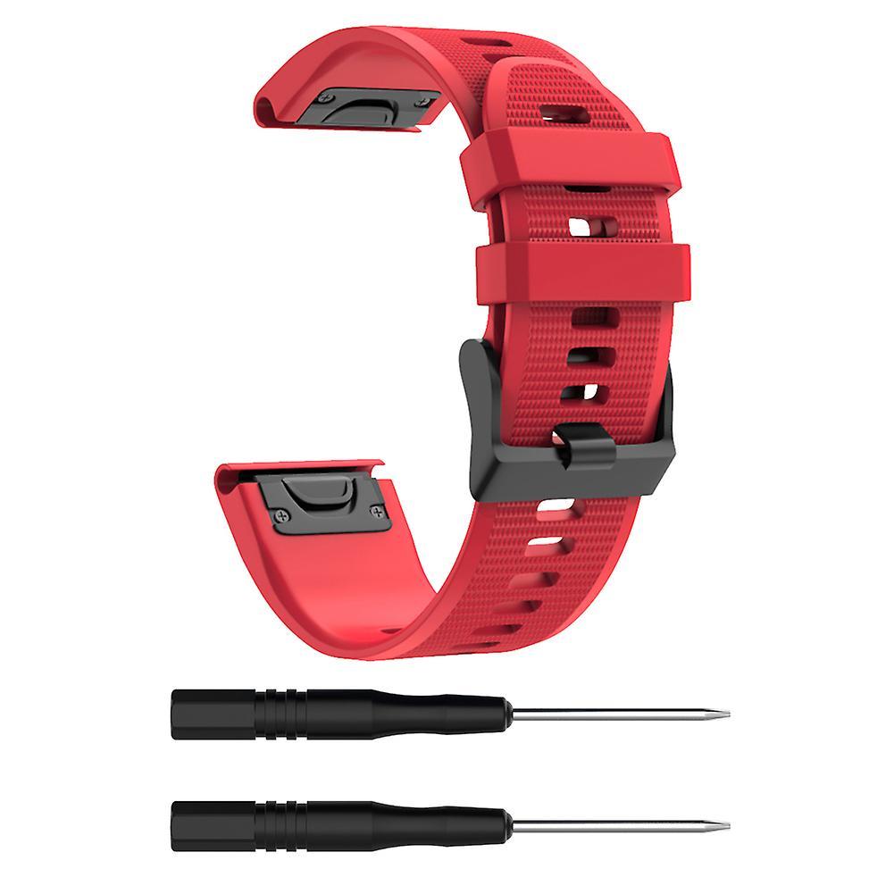 Fairnull 26mm Replacement Silicone Watch Strap Band for Garmin Fenix 6 Pro 5X Puls 3 HR Red