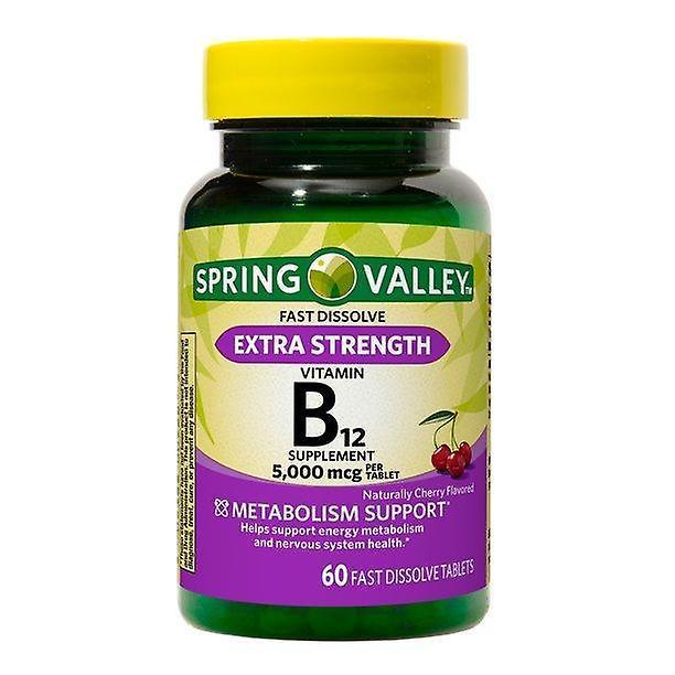 Spring Valley Extra Strength Vitamin B12 Fast Dissolve Tablets, 5000 Mcg, 60 Ct