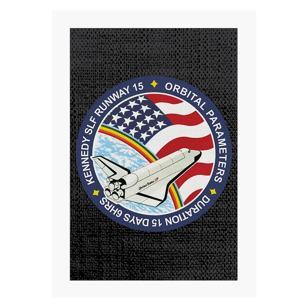 NASA STS 61B Space Shuttle Atlantis Mission Patch A4 Print Black 21cm x 29.7cm