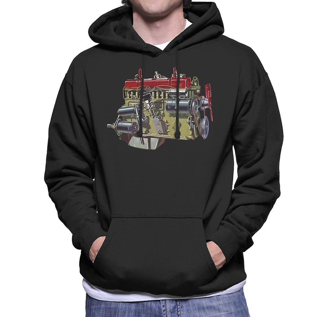 Austin Healey Side View Of Engine British Motor Heritage Men's Hooded Sweatshirt Black Large