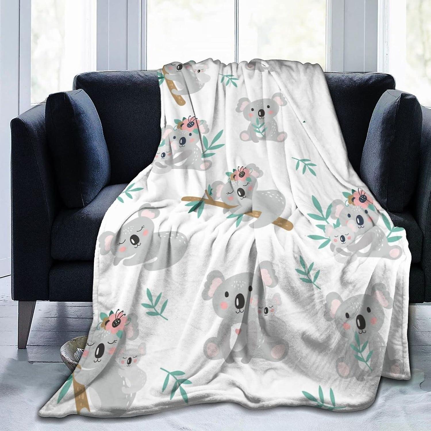 Kerota Throw Blanket Koala Flannel Blanket Soft and Comfortable Single Blanket Washable Anti-pilling for Sofa Couch Bedroom 50"x40" 60x50in 150x125cm