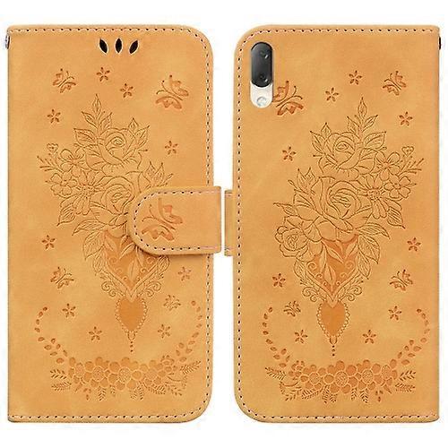 Goodcase For Sony Xperia L3 Butterfly Rose Embossed Leather Phone Case Yellow