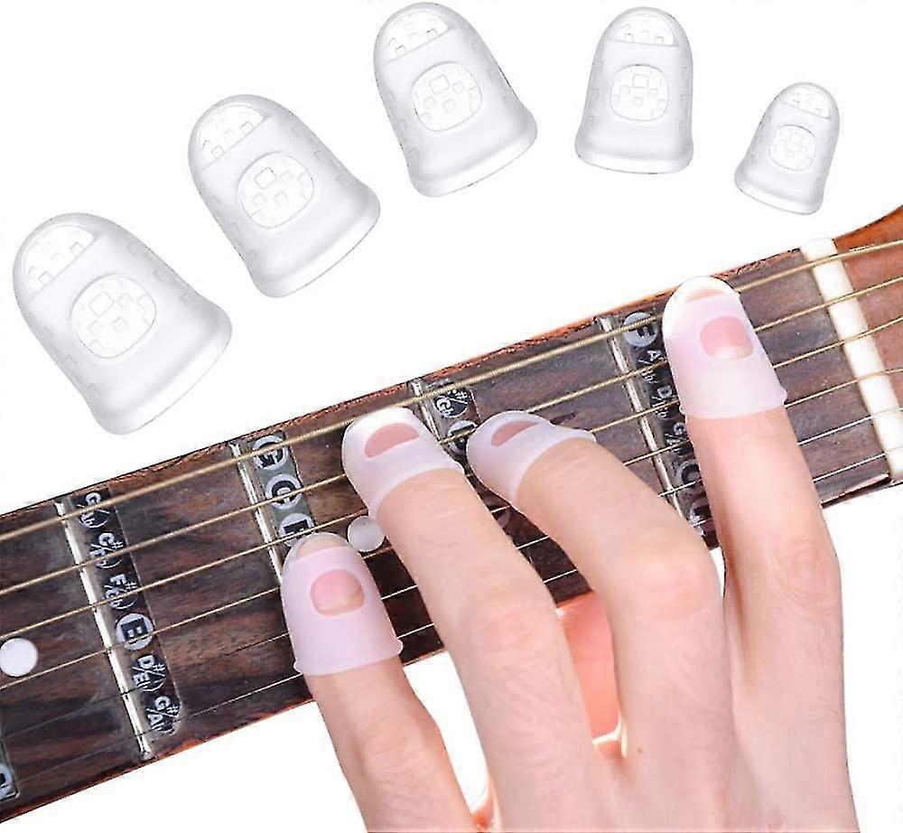 Botribas Silicone Finger Protection Guitar, 40 Pieces 5 Sizes Anti-slip Rubber Finger