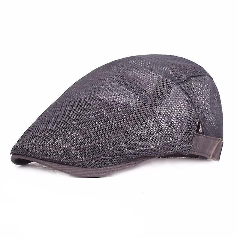 Mimigo Multicolors Adjustable Men's Mesh Flat Cap Breathable Summer Newsboy Hat Beret Cabbie Ivy Hat Gatsby Caps For Driving Hunting Gray