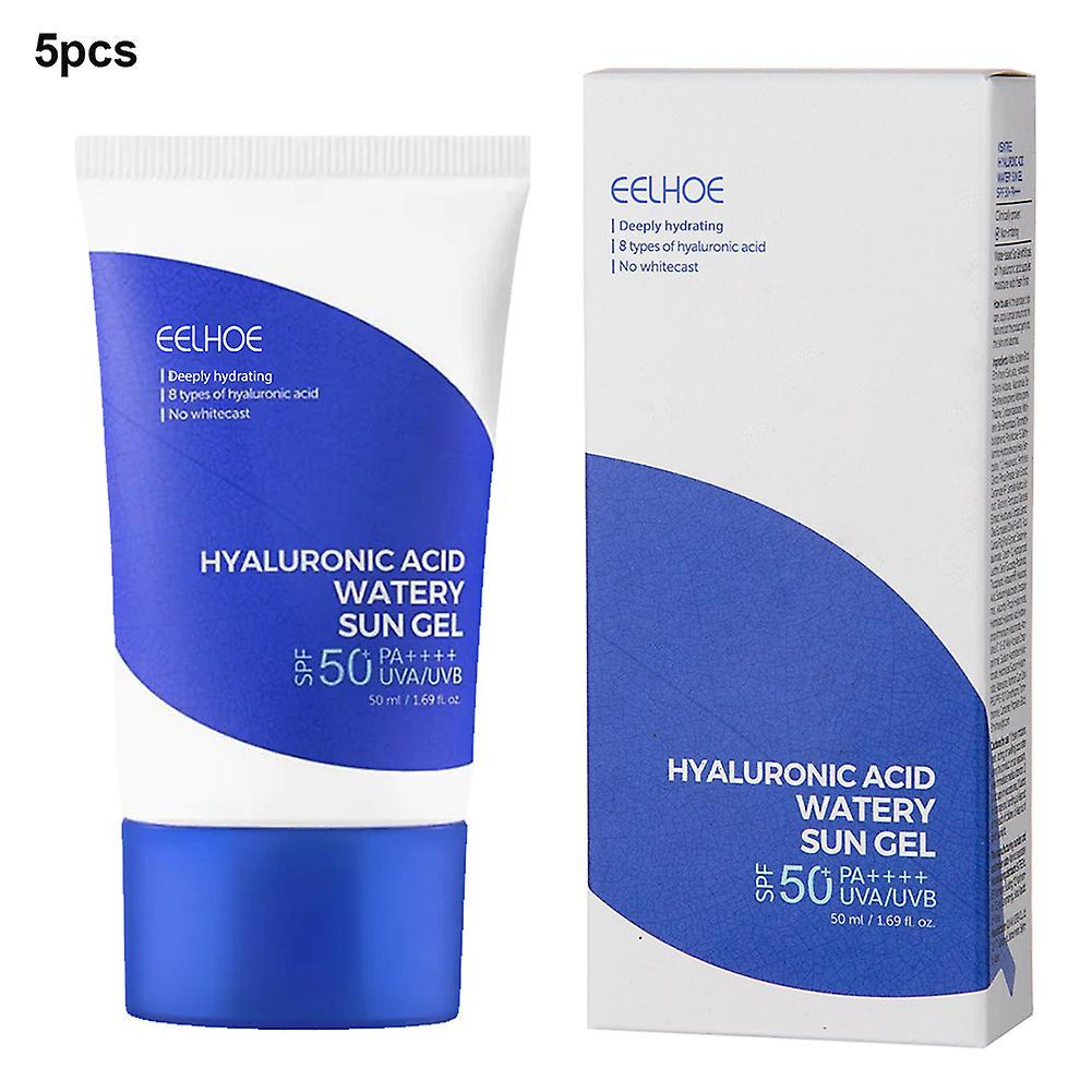 unbrand 50ml Hyaluronic Acid Watery Sun Gel Refreshing No-greasy Isolation Sunscreen For Summer 5pcs