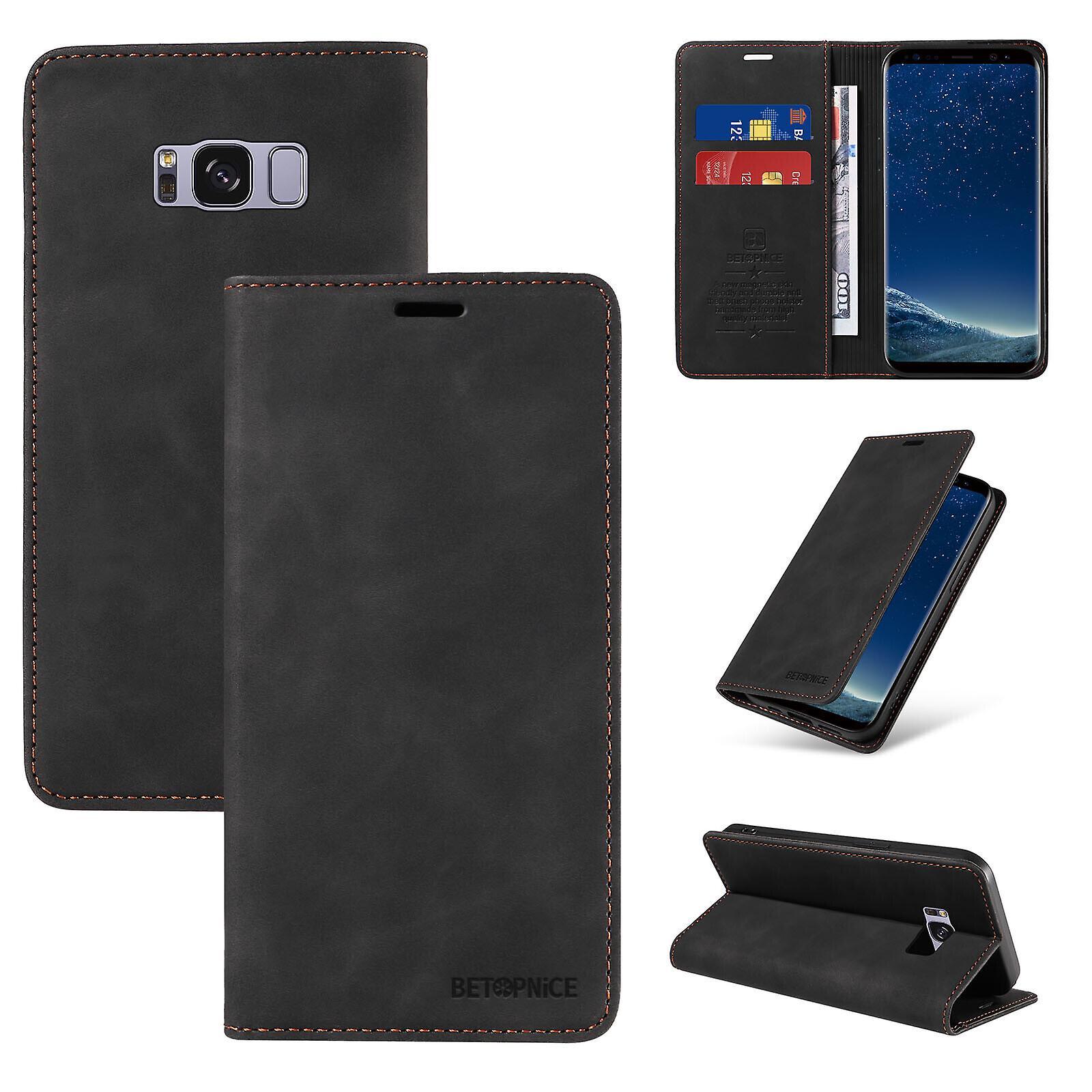 Gangxun Case For Samsung Galaxy S8 Leather Folio Wallet Magnetic Protective Cover Compatible With Samsung Galaxy S8 Case Black