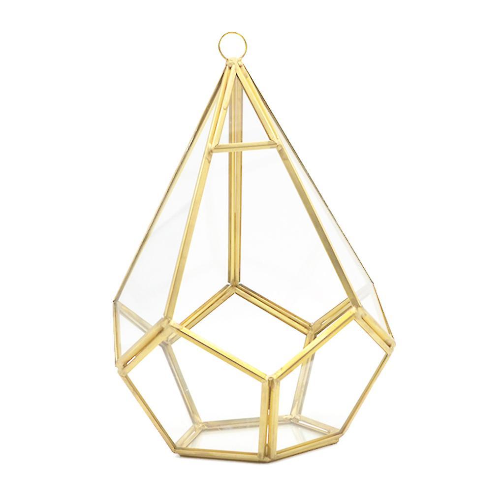 unbrand Hanging Glass Terrarium Modern Artistic Wall Tears Shape Diamond Geometric Polyh Golden