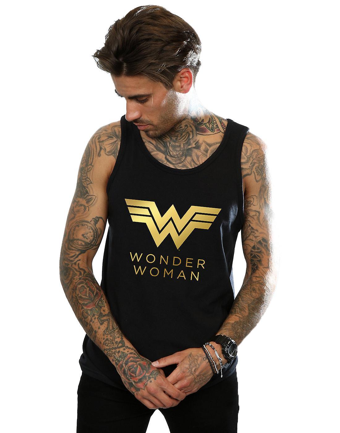 Absolute Cult DC Comics Men's Wonder Woman 84 Golden Logo Vest Black Medium