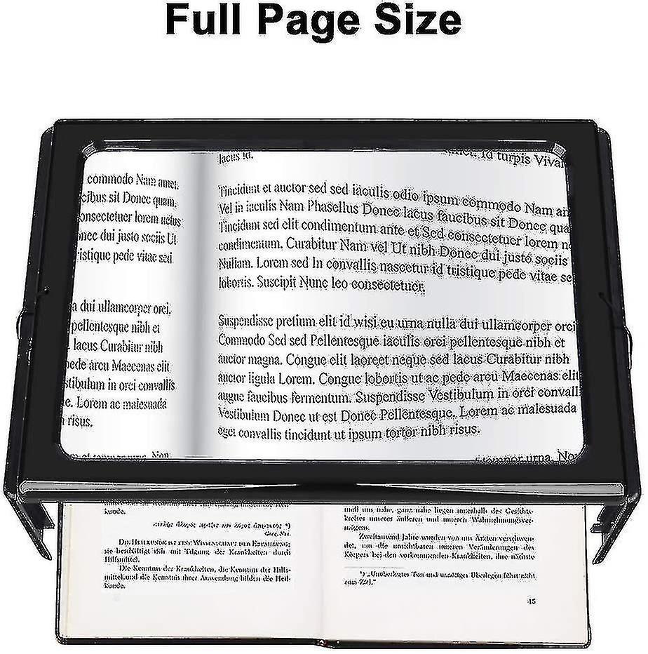 Elsavct Magnifying Glass With Light, 3x Magnification Reading Magnifiers Reading Aid - A4 Rectangular