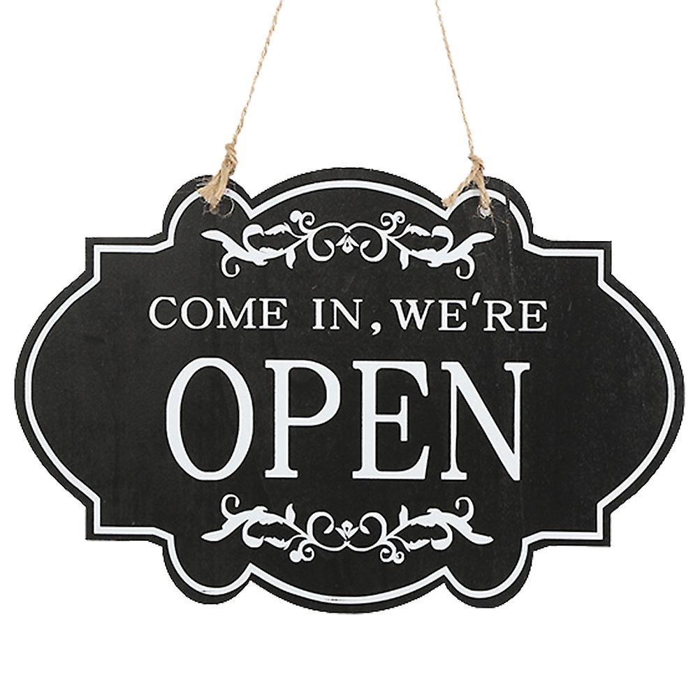 Tinksky Open Closed Sign for Business Wooden Double-sided Closed Open Hanging Sign Black 30x20cm