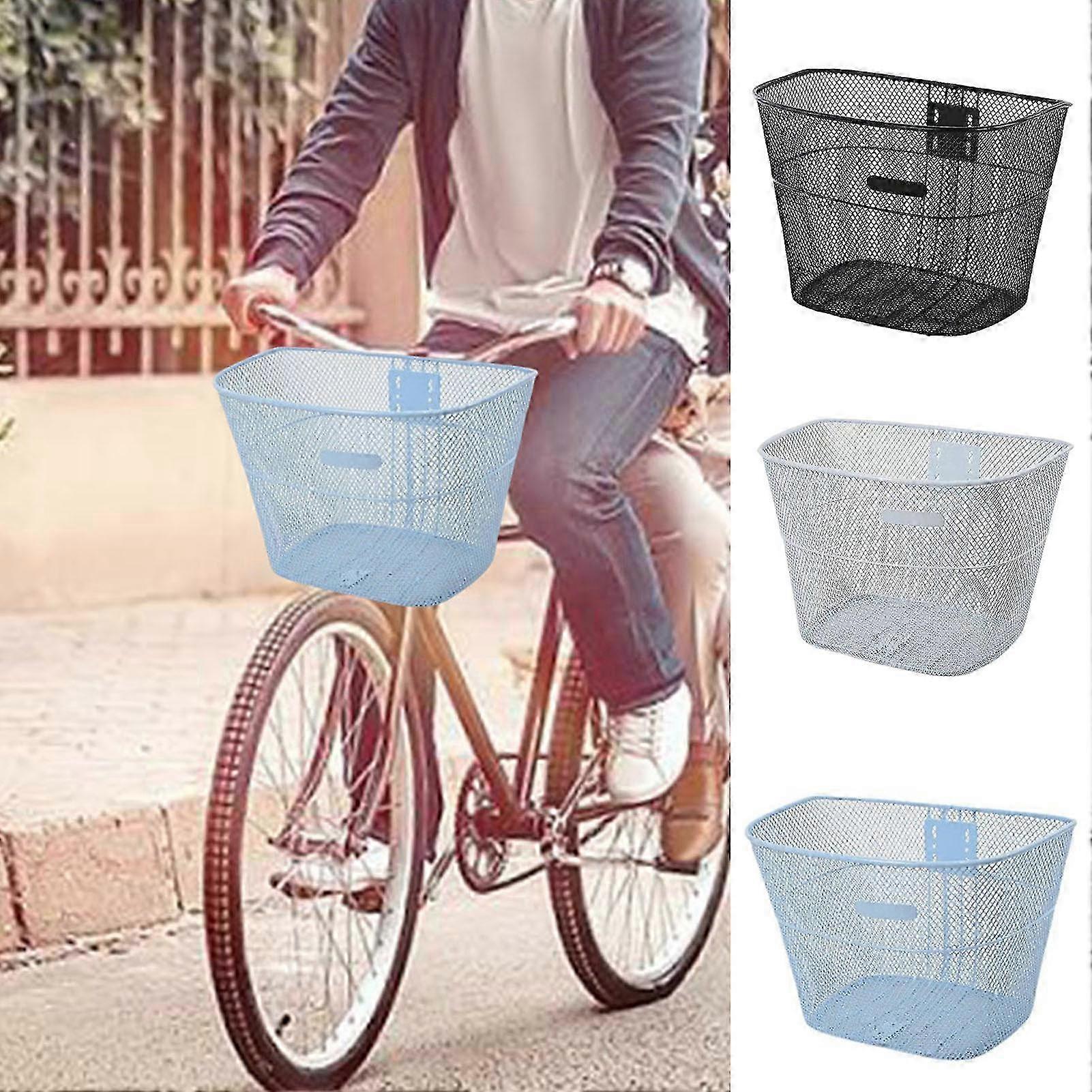 Bigougem Bike Basket with Screw Sturdy Multifunctional Item Storage Metal Large Capacity Cycling Basket Student Bike Accessories White S