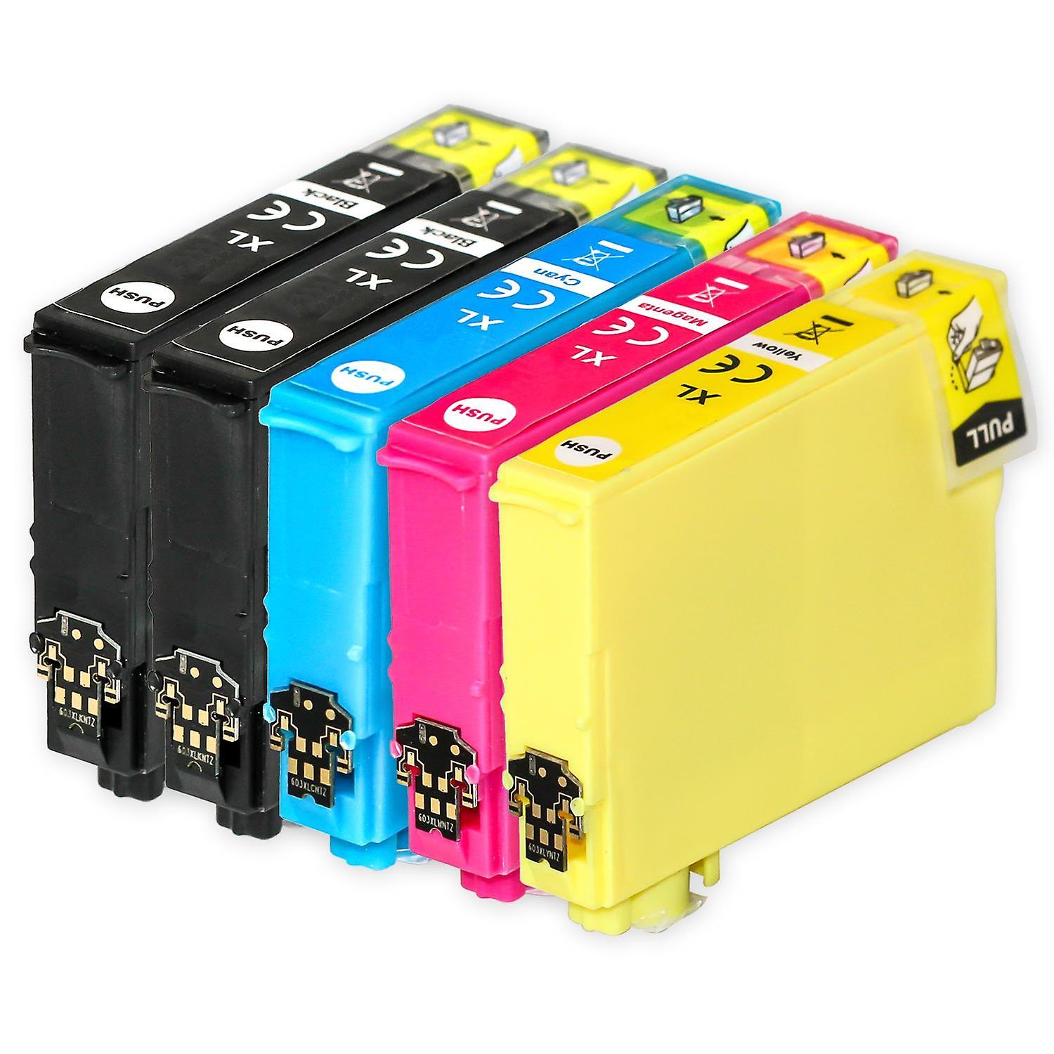 1 Set of 4 + extra Black Ink Cartridges to replace Epson 603XL+603XLBk Compatible/non-OEM from Go Inks (5 Inks) Black/Cyan/Magenta