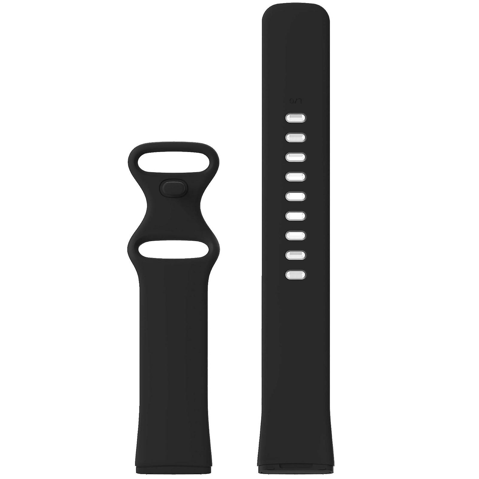 Fairnull Adjustable Waterproof Silicone Replacement Wrist Watch Strap for Versa 3 Sense Black Large