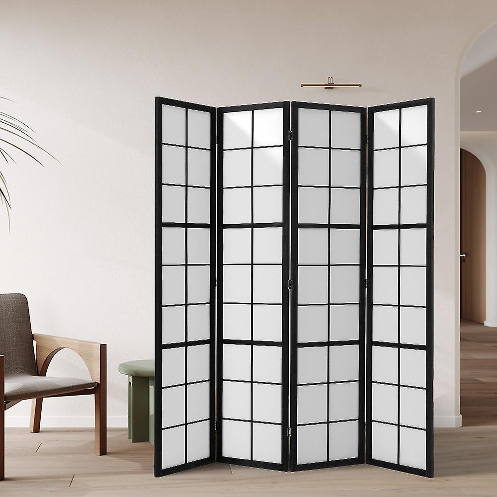 Living And Home 4-Panel Solid Wood Folding Screen Room Divider