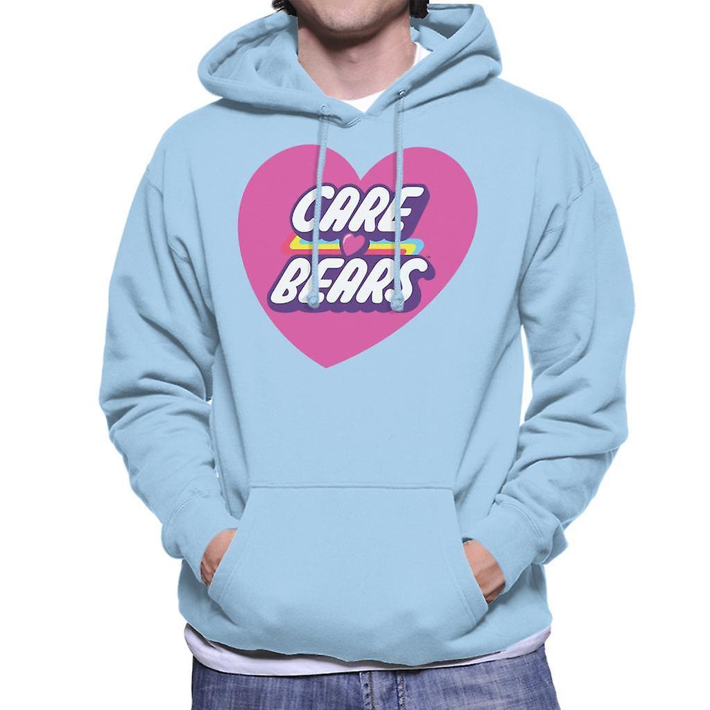 Care Bears Unlock The Magic Pink Heart Men's Hooded Sweatshirt Sky Blue Large