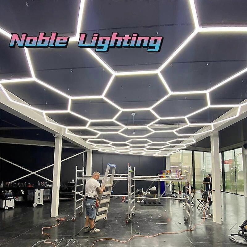 Jelivey Led Honeycomb Hexagon Hex-grid Light Ceiling Detailing Lamp Car Repair Workshop Wash Beauty Station Garage Illumination Design Contact cust...