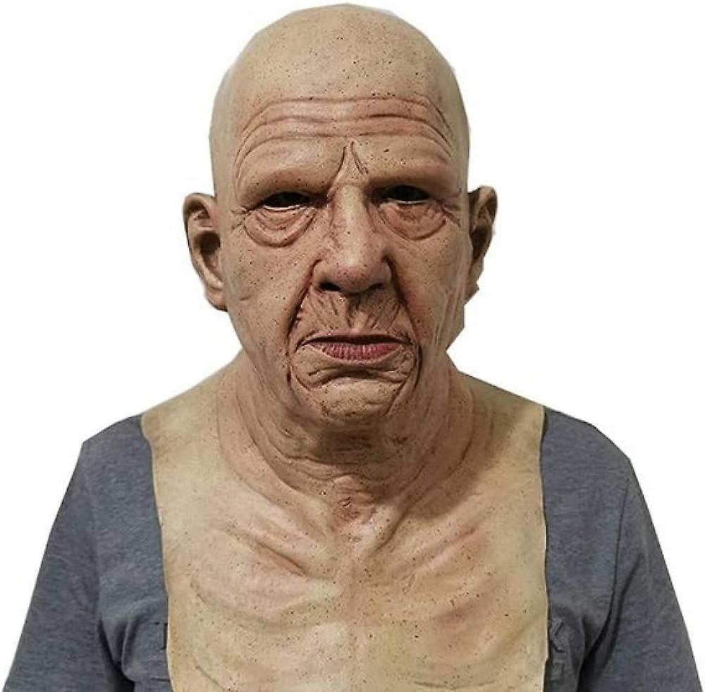 Ssrg Old Man Face Cover Old Man Headgear Durable Reality Bald Old Man Face Cover for Halloween Party Masquerade