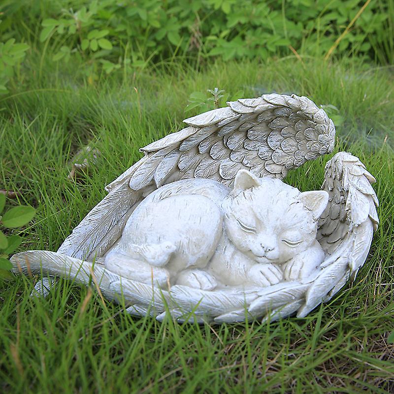 Sztxj Pet Memorial Stone Statue, Angel Grave, Devotional Stone for Dog, Cat, Resin Statue Garden Decoration to Honor a Beloved Pet (Angel Cat)