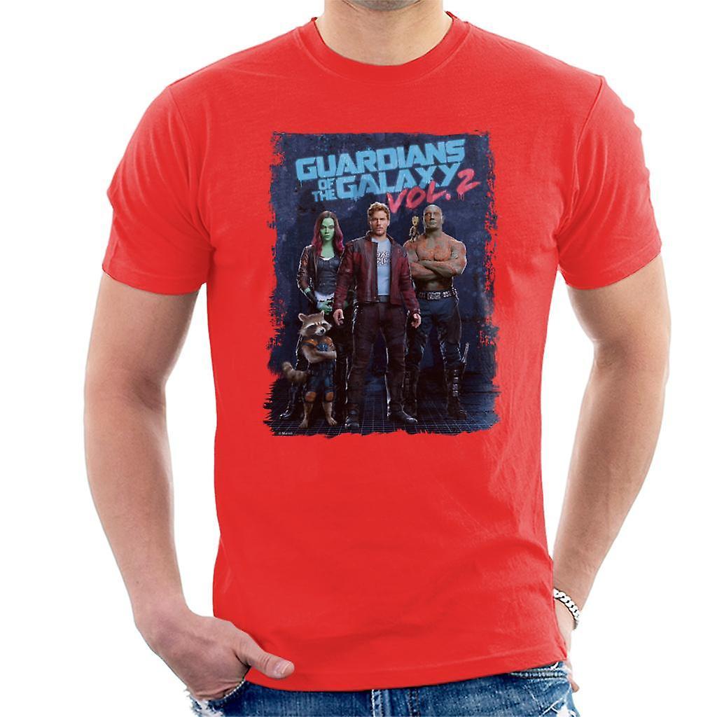 Marvel Guardians Of The Galaxy Vol 2 Poster Design Men's T-Shirt Red Medium