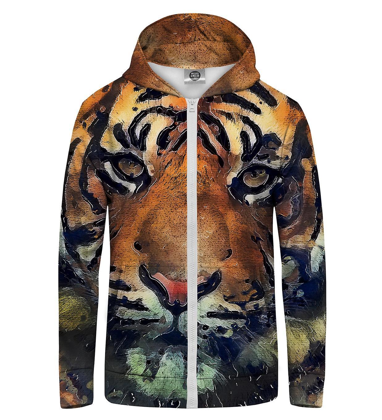 Mr Gugu & Miss Go Mr. GUGU & Miss GO Aquarelle Tiger Hoodie Kangaroo Zip Up orange XS