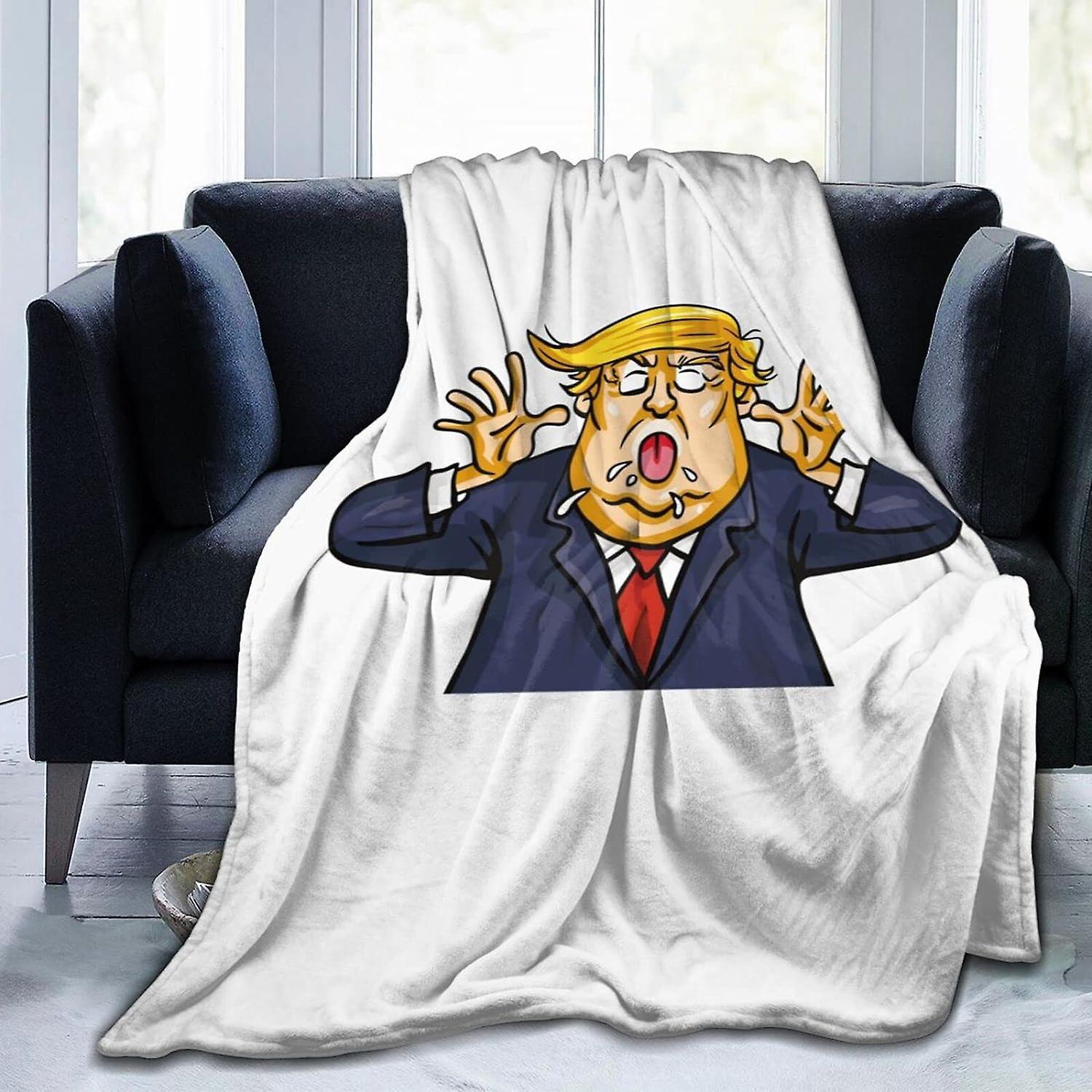 Kerota Flannel Throw Blanket Donald Trump's Facial Expressions Printed Blanket Ultra Soft Cozy Single Blanket Washable For Bed Sofa ABD8969 50x40in..