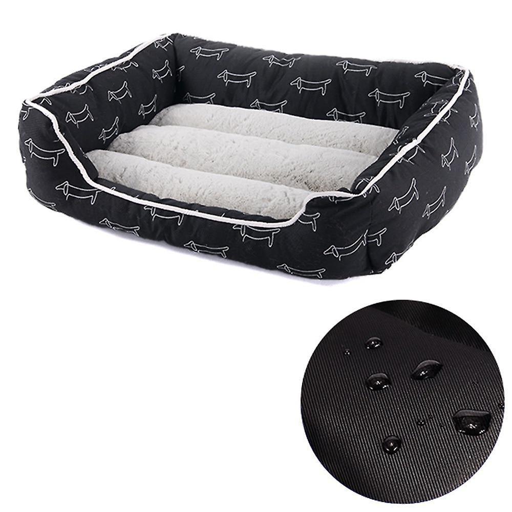 Slowmoose Round Bed For Pet Dogs, Cat House Sofa And Puppies black square 1 L  65x55x18 cm