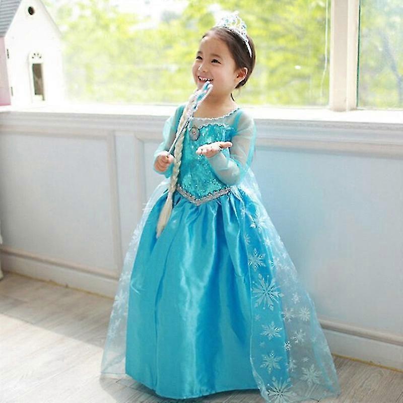 Ersam Girls Frozen Queen Elsa Princess Dress Cosplay Costume Xmas Party Fancy Dress Up 5-6 Years