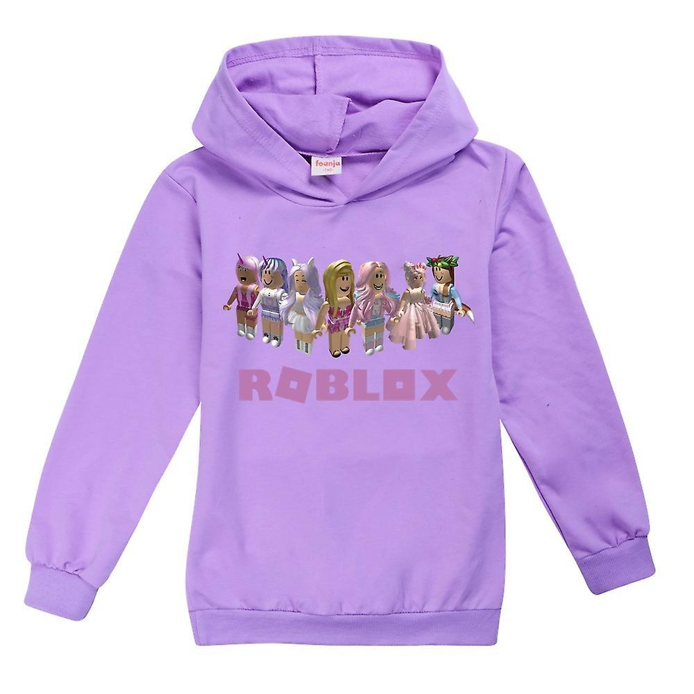 Jxlgv Kids Teens Roblox Sweatshirt Hoodies Hooded Pullover Tops Gifts 9-14 Years Purple 11-12 Years