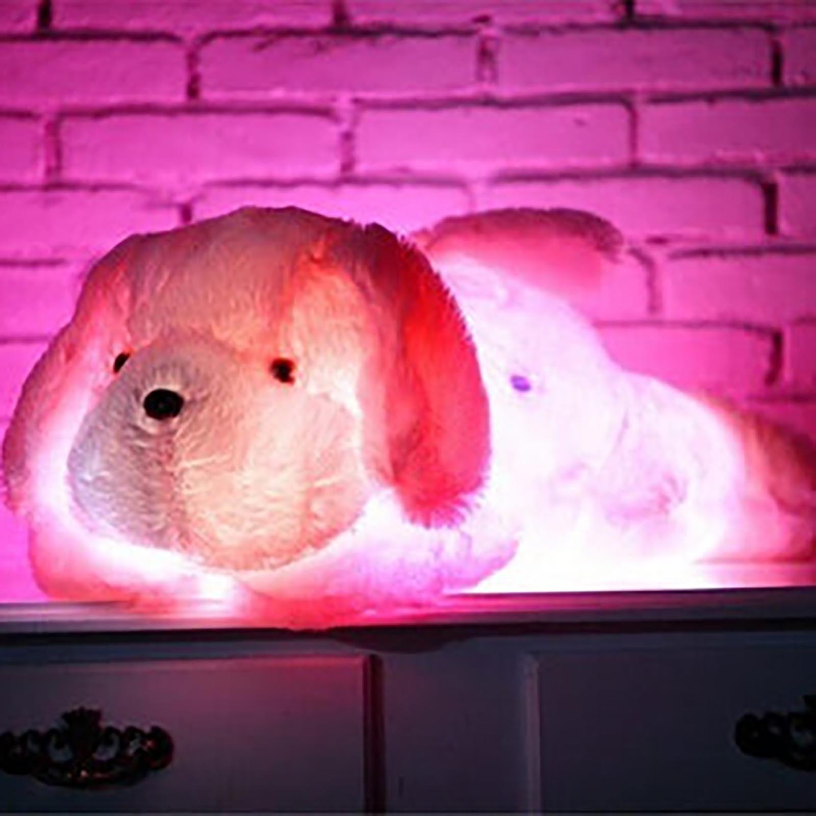 Kakanwo Kids Toys Led Luminous Cute Papa Dog Big Dog Doll Will Luminous Plush Toy Pink