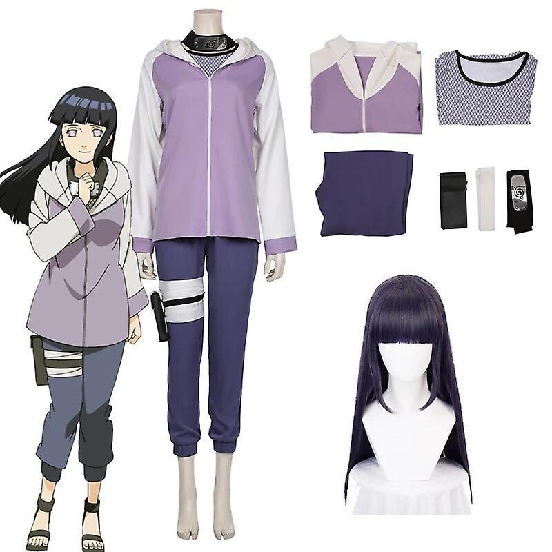 Duqi Anime Cosplay Halloween Cosplay Hyuga Hinata Wig Dark Purple Long Cute Wig Hyuga Hinata Cosplay Black M